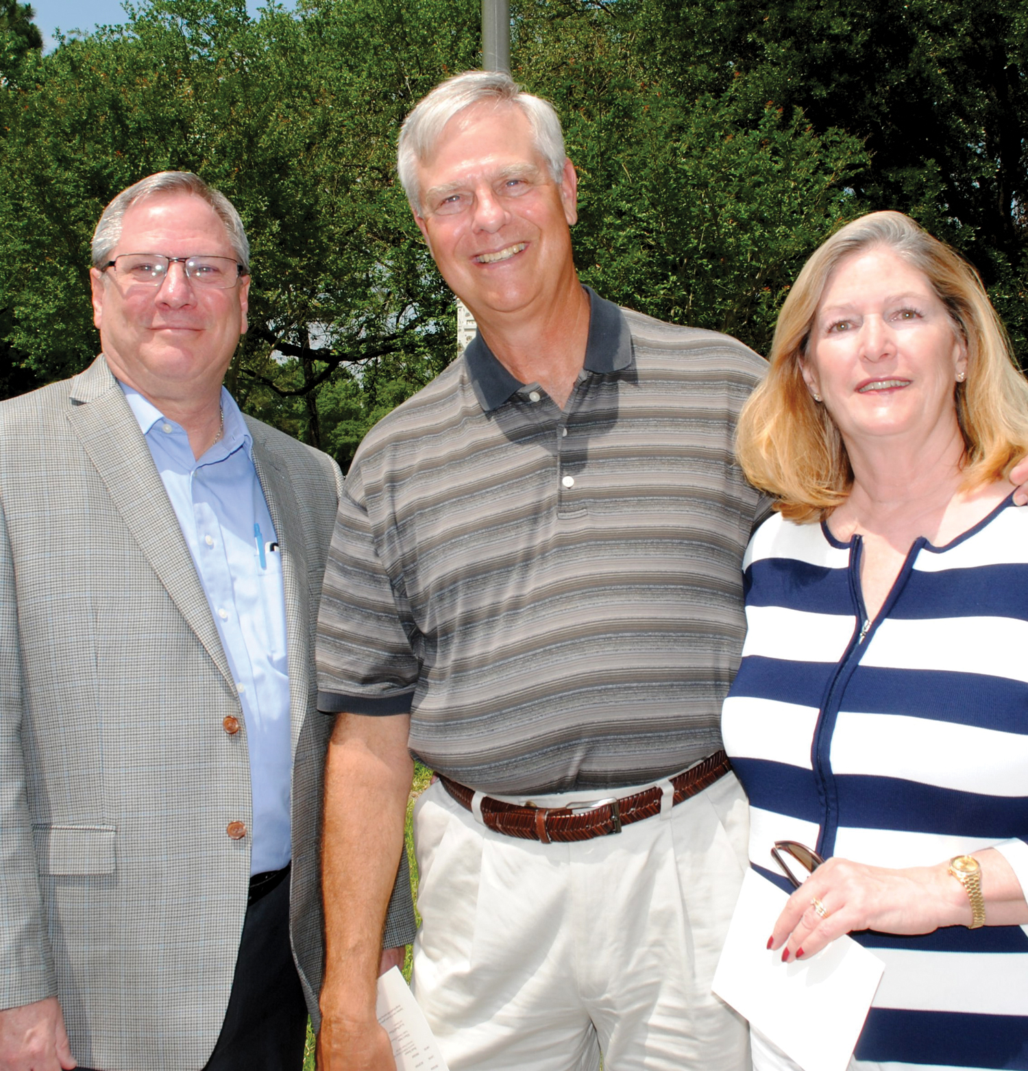 Former Seabrook Mayor Gary Renola and his wife, Elaine, right, and former UHCL Associate Vice President Dion McInnis were among the many at the Wilson park dedication. McInnis began plans for the park before retiring.